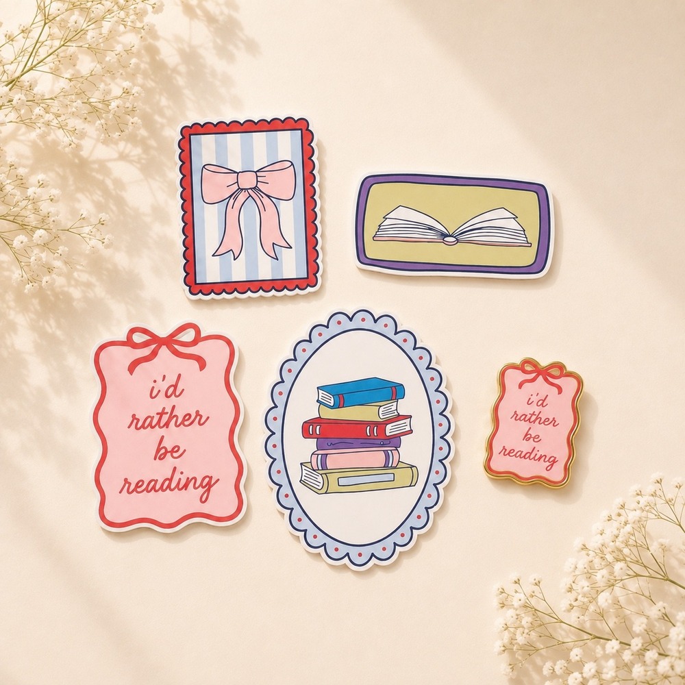 Out of Print Id Rather Be Reading Enamel Pin and Sticker Set Bookish Gift Bundle